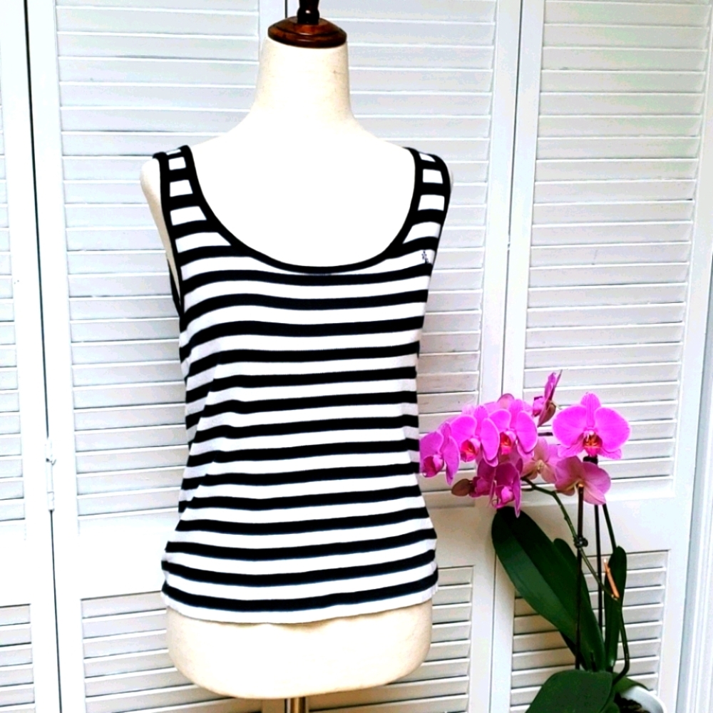 Lauren Ralph Lauren Stripe Knit Monogram Tank Top